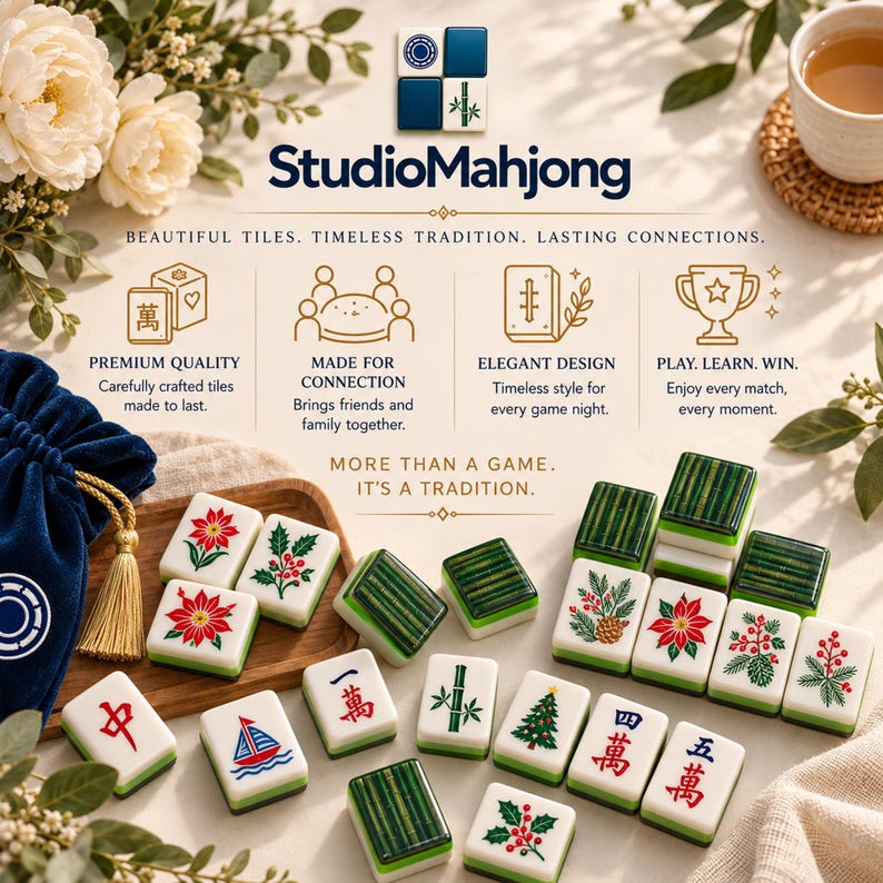 Timeless Icon Without Background Preppy Pink Christmas American Mahjong Set, 160 Tiles With UV Printed ...