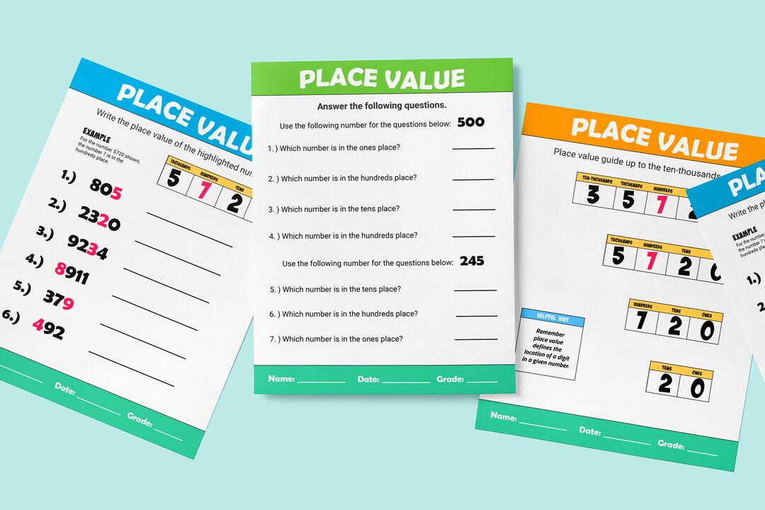 Place Value Activity Sheet PRINTABLE DOWNLOAD Homework Worksheet - Etsy