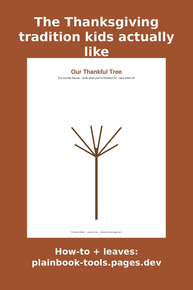 Thankful Tree Printable, Thanksgiving Gratitude Leaves for Kids, Family Thankful Tree Craft Activity imagen 1