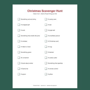 Christmas Scavenger Hunt for Kids Printable, Indoor Outdoor Christmas Light Hunt, Christmas Eve Activity image 1