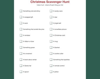 Christmas Scavenger Hunt for Kids Printable, Indoor Outdoor Christmas Light Hunt, Christmas Eve Activity