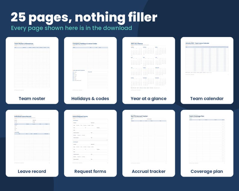 G 25 Form.pdf 2027 PTO Tracker Printable, Employee Vacation Tracker, Team Leave ...