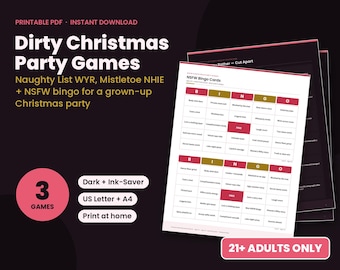 Pacchetto di giochi per feste di Natale piccanti per adulti (21+), 13 pagine, download immediato, Bingo NSFW, Lista dei cattivi, Preferiresti...? PDF