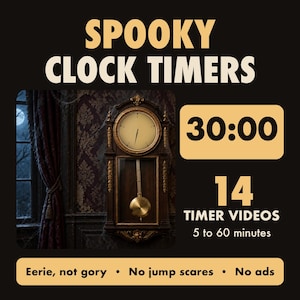 Spooky Halloween Timer Videos, Haunted Clock Countdown Timers 5 to 60 Minutes, No Jump Scares, Classroom Visual Timer, No Ads