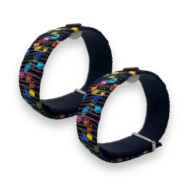 Motion Sickness Bracelets- Adjustable Acupressure Band- Natural Nausea and Stress Relief- Great for Balance and Vertigo (pair) Rainbow