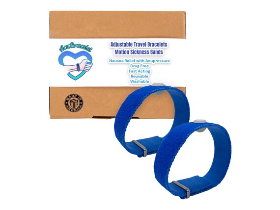 Amazon.com: Anti Nausea Motion Sickness Bracelets– Adjustable Acupressure  Band- Vertigo- Carsickness- Seasickness- Pair- Midnight Madness (Medium 8  in.) : Health & Household