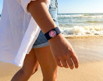 Pulsera antiestrés para la ansiedad – Pulsera de acupresión con dije de corazón giratorio