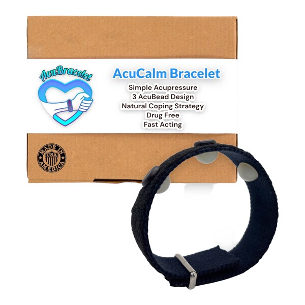 Multi Symptom Anxiety Relief Bracelet-Adjustable Healing Acupressure Band-Tension-Stress-Natural Sleep Aid-Calming-Balance-Mood- Black