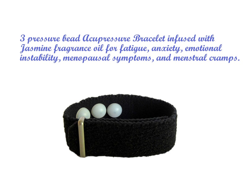 Emotional Instability Fatigue Menopause Relief Aromatherapy single band Menstrual Cramps Black Acupressure Bracelet Jasmine