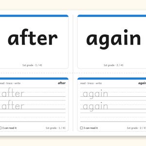 Sight Words | 1st Grade Dolch Flashcards for Ages 6-7 (Digital PDF): Preview 3: fold cards