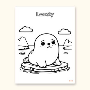 Animal Coloring Pages | 25 Feelings Pictures for Kids Ages 4-8 (Digital PDF): sample page 25 of 29