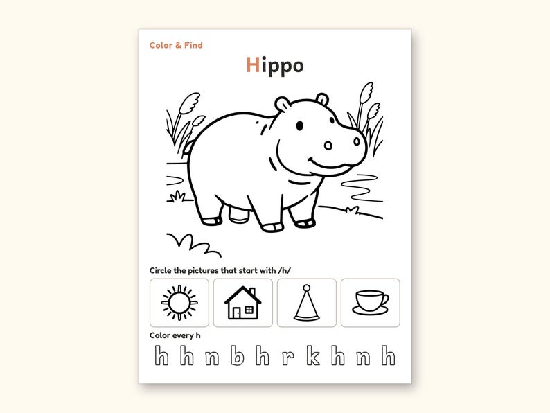 Animal Coloring Pages | ABC Letter Tracing for Kids Ages 5-6 (Digital PDF): sample page 22 of 64