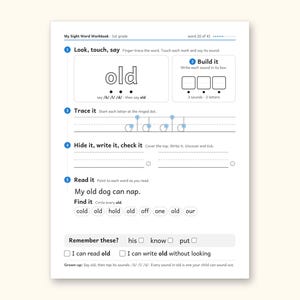 Sight Word Worksheets | 1st Grade Dolch Workbook for Ages 6-7 (Digital PDF): sample page 29 of 56