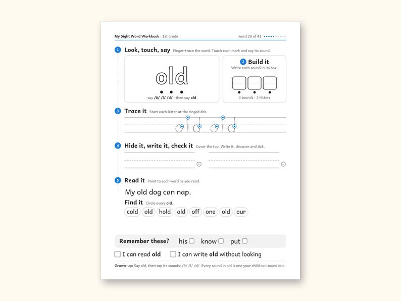 Sight Word Worksheets | 1st Grade Dolch Workbook for Ages 6-7 (Digital PDF): sample page 29 of 56