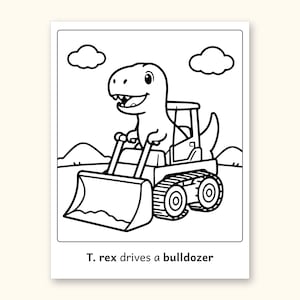 Dinosaur Coloring Pages | 50 Construction Pictures for Ages 3-6 (Digital PDF): sample page 27 of 53