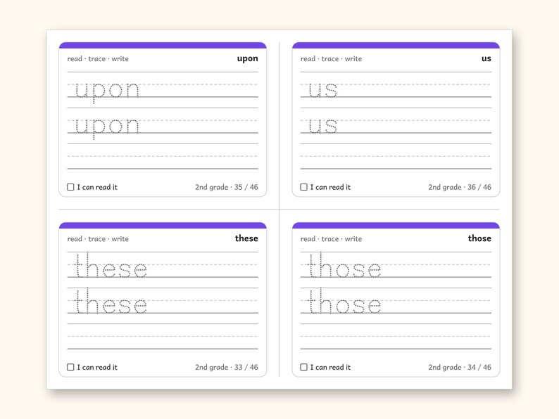Sight Words | 2nd Grade Dolch Flashcards for Ages 7-8 (Digital PDF): sample page 24 of 30
