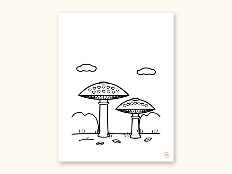 Mushroom Coloring Pages | ABC Letter Tracing for Kids Ages 2-5 (Digital PDF): sample page 10 of 55