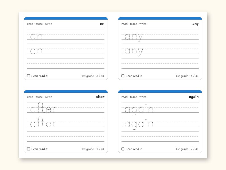 Sight Words | 1st Grade Dolch Flashcards for Ages 6-7 (Digital PDF): sample page 8 of 28