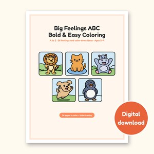 Alphabet Coloring Pages | Big Feelings Letter Tracing for Toddlers (Digital PDF): cover of the printable PDF, a digital download