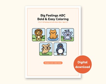Alphabet Coloring Pages | Big Feelings Letter Tracing for Toddlers (Digital PDF)