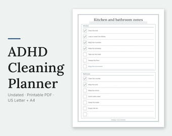 Schoonmaakplanner voor ADHD | Zonechecklists en takenlijst voor volwassenen (digitale pdf)
