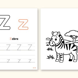 Animal ABC Coloring Book | Letter Tracing for Kids Ages 2-5 (Digital PDF): pages 53 and 54 side by side