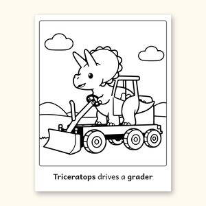 Dinosaur Coloring Pages | 50 Construction Pictures for Ages 3-6 (Digital PDF): sample page 40 of 53