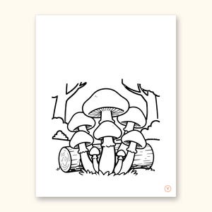 Mushroom Coloring Pages | ABC Letter Tracing for Kids Ages 2-5 (Digital PDF): sample page 46 of 55