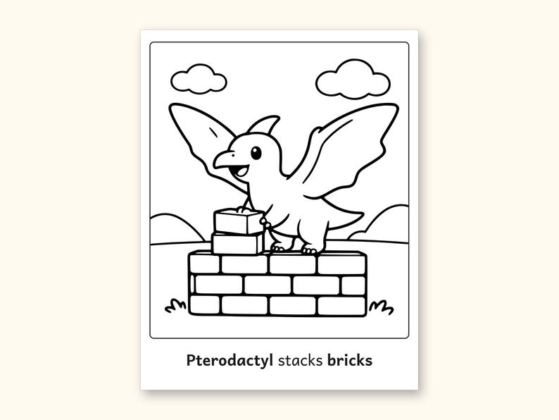 Dinosaur Coloring Pages | 50 Construction Pictures for Ages 3-6 (Digital PDF): sample page 21 of 53