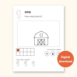 Counting Worksheets | Farm Ten Frame Mats for Preschool Ages 3-5 (Digital PDF): cover of the printable PDF, a digital download
