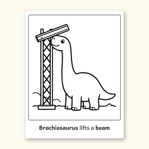 Dinosaur Coloring Pages | 50 Construction Pictures for Ages 3-6 (Digital PDF): sample page 43 of 53