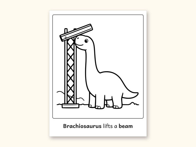 Dinosaur Coloring Pages | 50 Construction Pictures for Ages 3-6 (Digital PDF): sample page 43 of 53