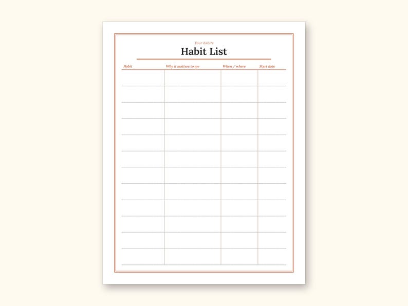Habit Tracker | Undated Monthly and Weekly Grids for Home Use (Digital PDF): sample page 12 of 24
