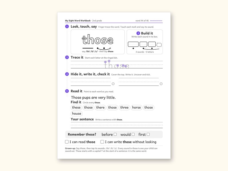 Sight Word Worksheets | 2nd Grade Dolch Workbook for Ages 7-8 (Digital PDF): sample page 57 of 62