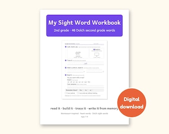 Sight Word Worksheets | 2nd Grade Dolch Workbook for Ages 7-8 (Digital PDF)