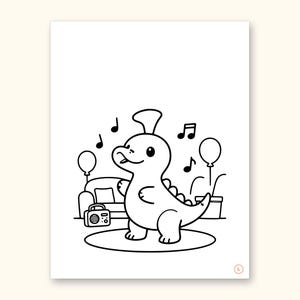 Dinosaur Party ABC Coloring Book | Letter Tracing for Toddlers (Digital PDF): sample page 26 of 55
