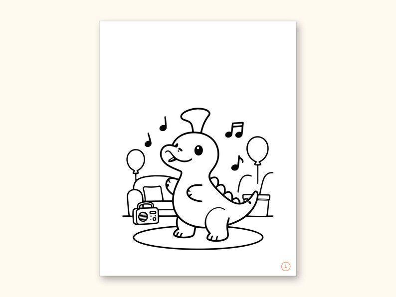Dinosaur Party ABC Coloring Book | Letter Tracing for Toddlers (Digital PDF): sample page 26 of 55