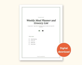Meal Planner | Grocery List for Home Cooks (PDF + Excel)