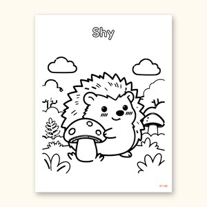 Animal Coloring Pages | 25 Feelings Pictures for Kids Ages 4-8 (Digital PDF): sample page 20 of 29