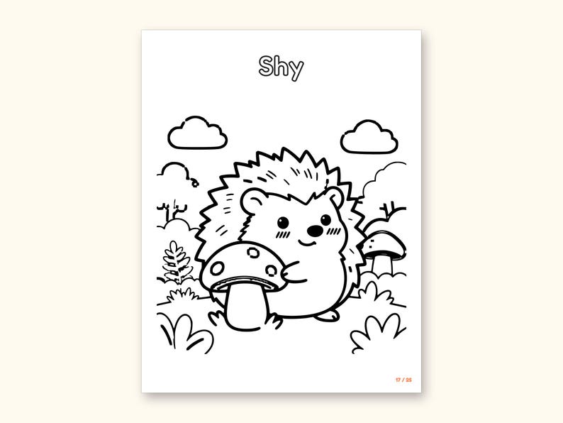 Animal Coloring Pages | 25 Feelings Pictures for Kids Ages 4-8 (Digital PDF): sample page 20 of 29
