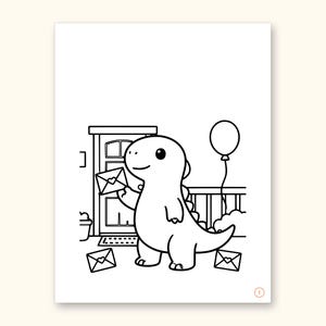 Dinosaur Party ABC Coloring Book | Letter Tracing for Toddlers (Digital PDF): sample page 20 of 55