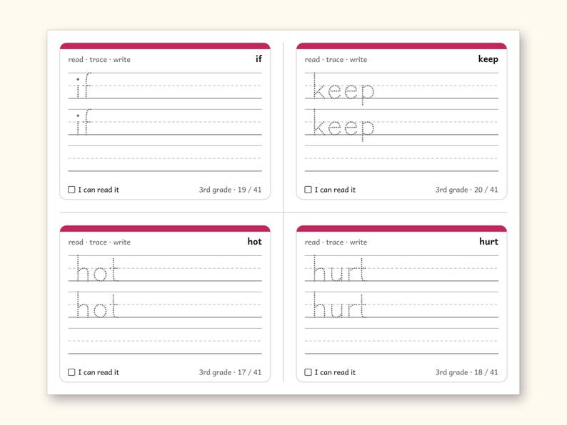 Sight Words | 3rd Grade Dolch Flashcards for Ages 8-9 (Digital PDF): sample page 16 of 28