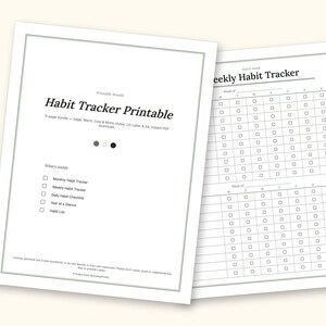 Habit Tracker | Undated Monthly and Weekly Grids for Home Use (Digital PDF): cover and an inside page
