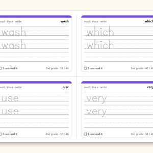 Sight Words | 2nd Grade Dolch Flashcards for Ages 7-8 (Digital PDF): sample page 26 of 30
