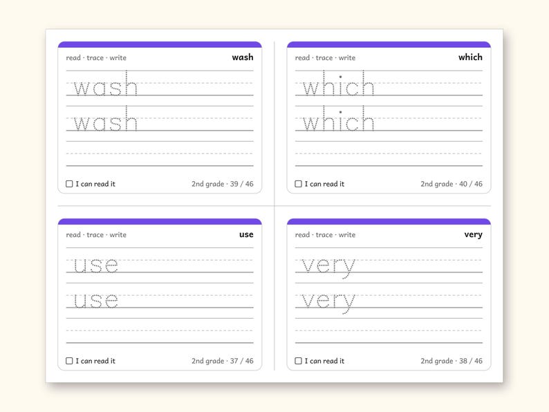Sight Words | 2nd Grade Dolch Flashcards for Ages 7-8 (Digital PDF): sample page 26 of 30