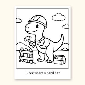 Dinosaur Coloring Pages | 50 Construction Pictures for Ages 3-6 (Digital PDF): sample page 18 of 53