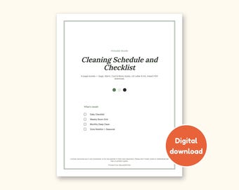 Cleaning Schedule | Daily Checklist and Weekly Room Grid (PDF + Excel)