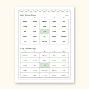 Baby Shower Games | Bingo Cards for Hosts (Digital PDF): sample page 11 of 21