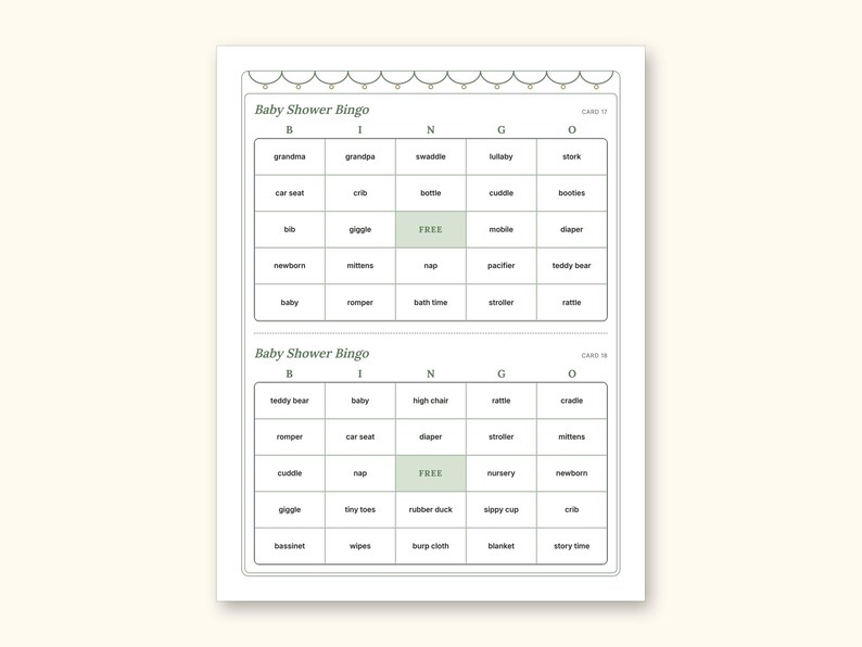 Baby Shower Games | Bingo Cards for Hosts (Digital PDF): sample page 11 of 21