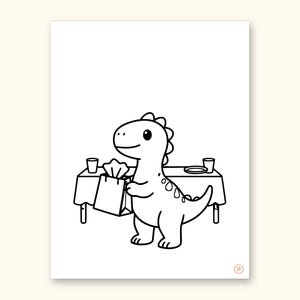 Dinosaur Party ABC Coloring Book | Letter Tracing for Toddlers (Digital PDF): sample page 32 of 55